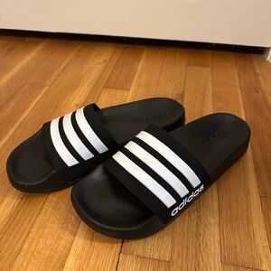 Adidas Striped Black and White Slides